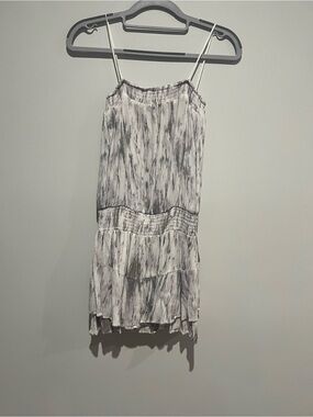 Lightweight Tie-Dye Tiered Strapless Dress - Grayish Purple & White